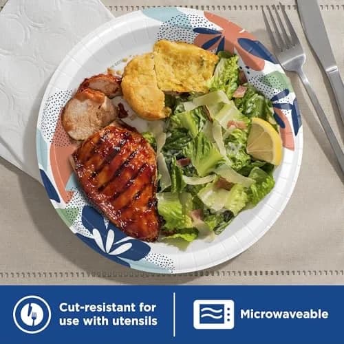 Dixie Large Paper Plates 10 Inch 86 Count | 2X Stronger Soak-Proof Cut Resistant thumbnail 5