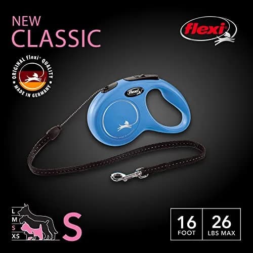 FLEXI Classic Cord Retractable Dog Leash, Small, 16 ft (4.8 m) Blue | German Engineered for Reliable Control thumbnail 2