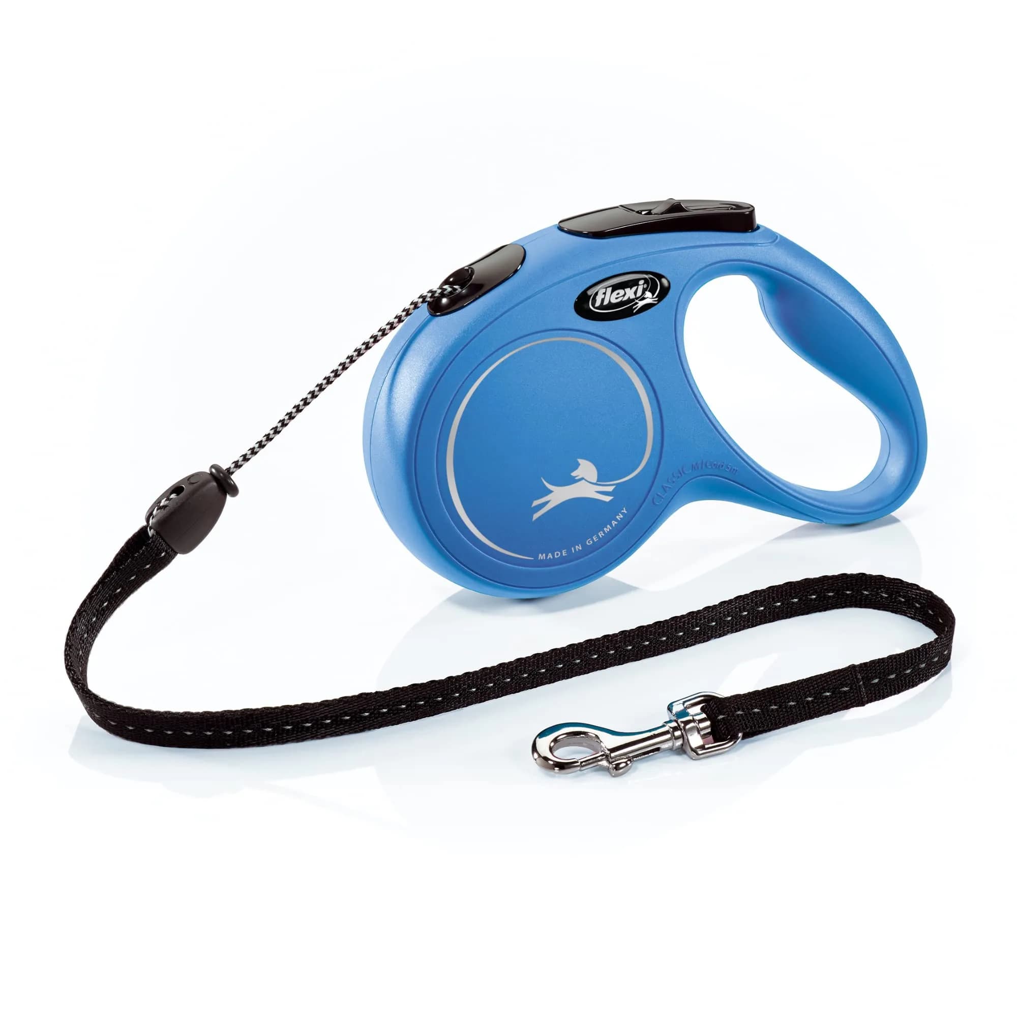FLEXI Classic Cord Retractable Dog Leash Medium 16 ft Blue | German Engineered Durable Quality for Dogs up to 44 lbs