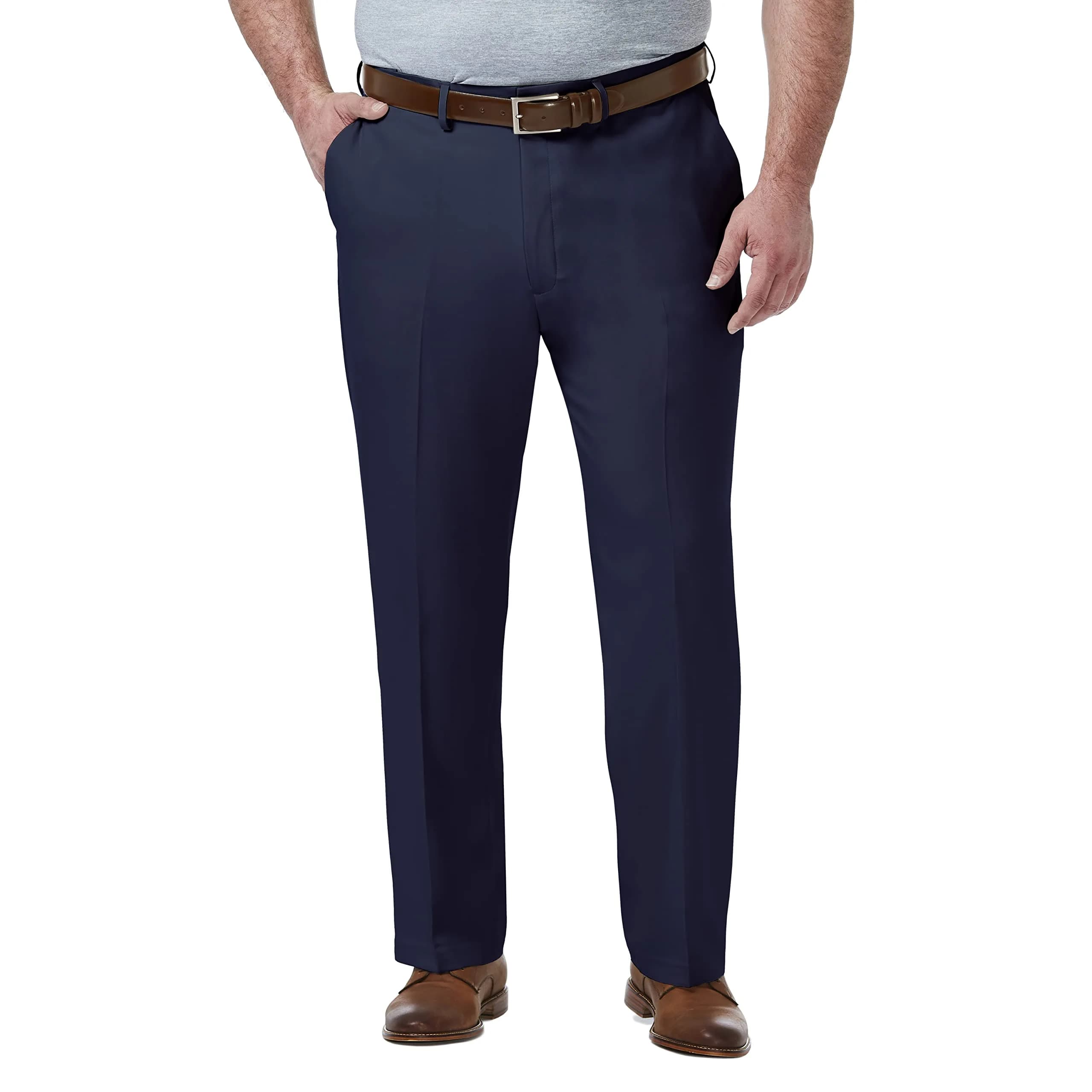 Haggar Men's Big & Tall Classic Fit Dress Pant Blue | Premium Comfort, Moisture Wicking, Hidden Expandable Waistband — Blue