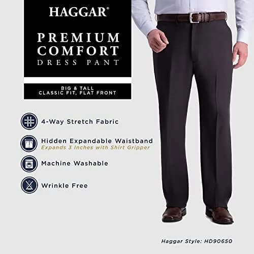 Haggar Men's Big & Tall Classic Fit Dress Pant Blue | Premium Comfort, Moisture Wicking, Hidden Expandable Waistband thumbnail 4