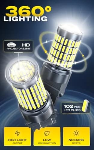 AUXITO 3157 LED Bulbs Reverse Lights 102SMD Ultra Bright 3056 3157 | 50,000+ Hour Lifespan, 360° HD Projector, 12V, Aluminum thumbnail 4