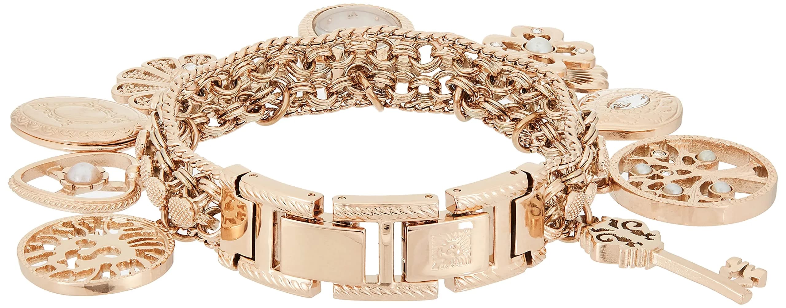 Anne Klein Women's Rose Gold Charm Bracelet Watch 18mm Case | Quartz Movement with Crystal Accents thumbnail 2