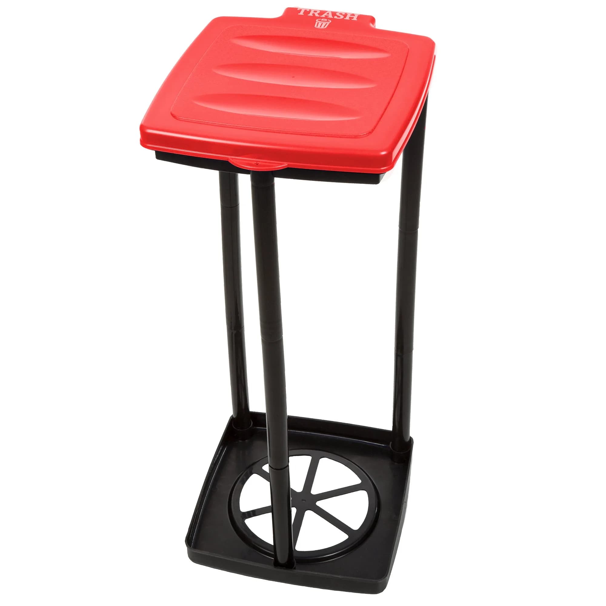 Wakeman Portable Trash Bag Holder – Collapsible 13-Gallon Indoor/Outdoor Bin | Space-Saving, Durable Plastic (Red)