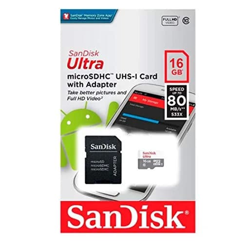 SanDisk Ultra microSDHC 16GB 80MB/s Class 10 UHS-I with Adapter thumbnail 1