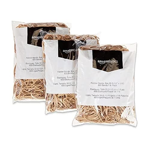 Amazon Basics Rubber Bands Size 33 (3.5 x 0.125 Inch) 1800 Bands | Natural Rubber, Tan, 3-Pack thumbnail 3