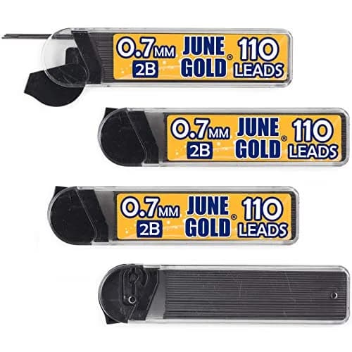 June Gold 2B Graphite 0.7mm Lead Refills, Break Resistant, 120mm Length (18 Count) thumbnail 1