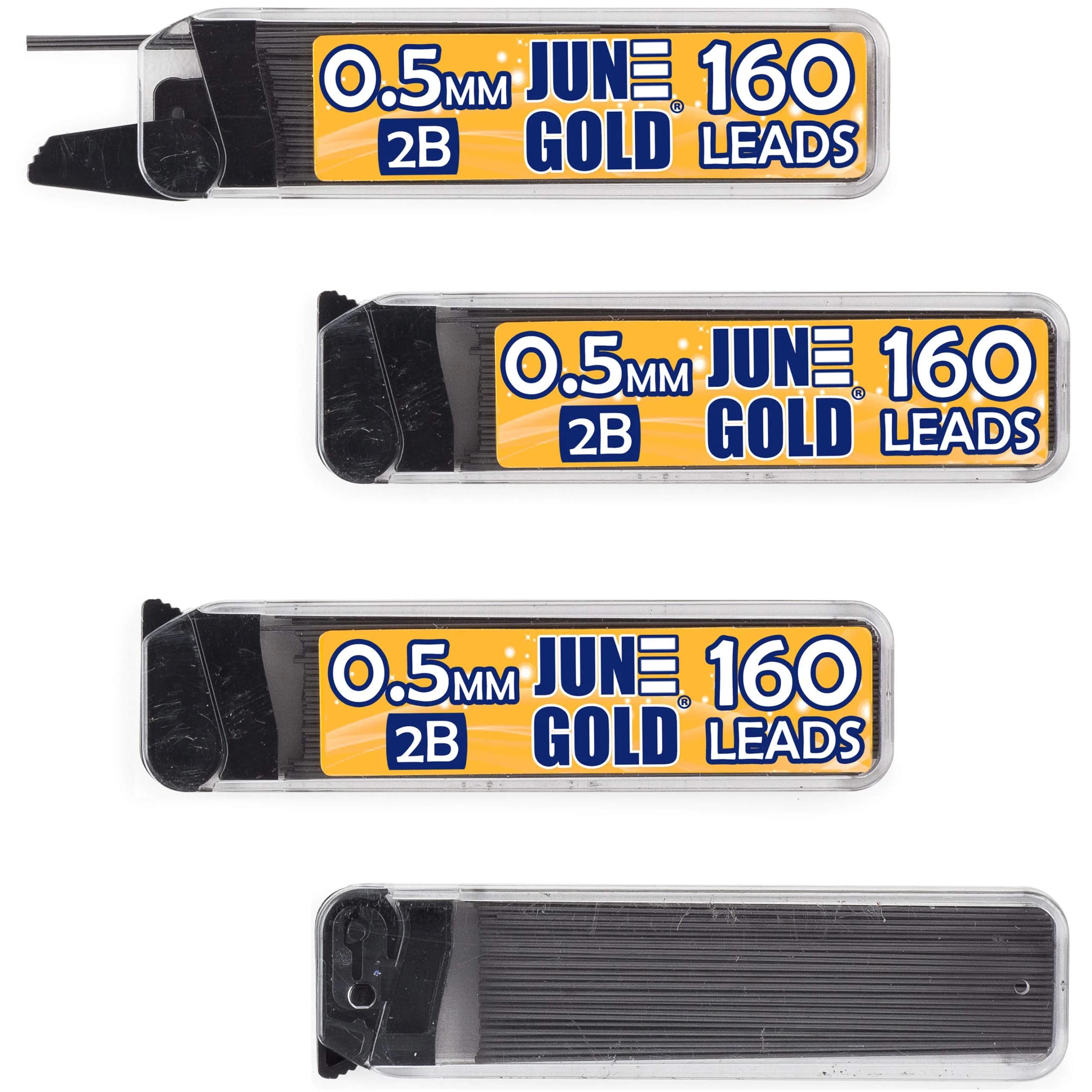 June Gold 0.5 mm 2B Graphite Lead Refills, 18 Count