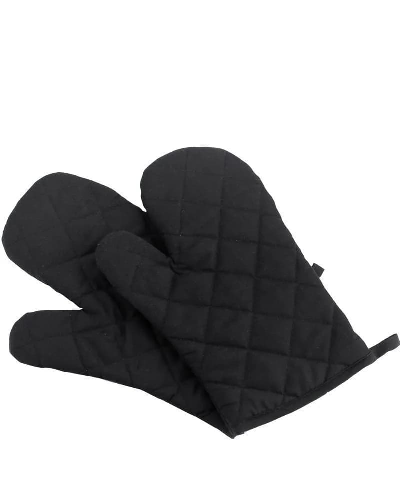 Nachvorn Heat Resistant Oven Mitts Pink Quilted Cotton & Polyester Oversized Mittens, 1 Pair (18 cm x 27 cm) — Black