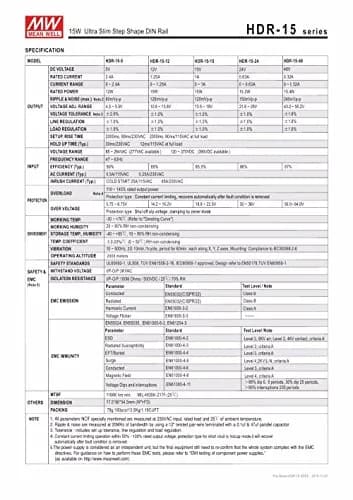MEAN WELL Ultra Slim Step-Shape 1SU DIN Rail Power Supply 12V 1.25A 15W | China-Made, 85-264VAC Input thumbnail 3