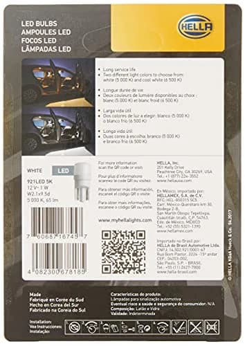 Hella 921LED 5K LED Performance Bulbs | 12V, 1W, 2 Pack, Cool White & Warm White thumbnail 2