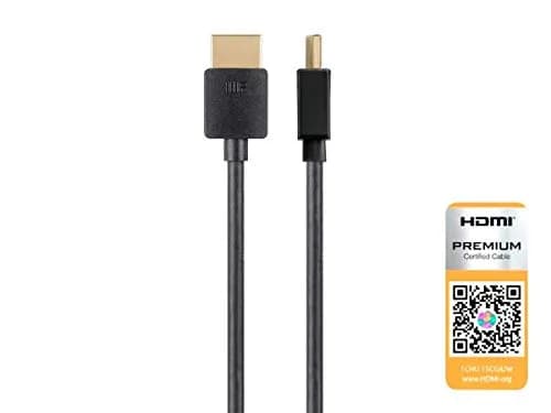 Monoprice High Speed HDMI Cable - 5 Feet - Black | Certified Premium, 4K@60Hz, HDR, 18Gbps, Ultra Slim Series thumbnail 1