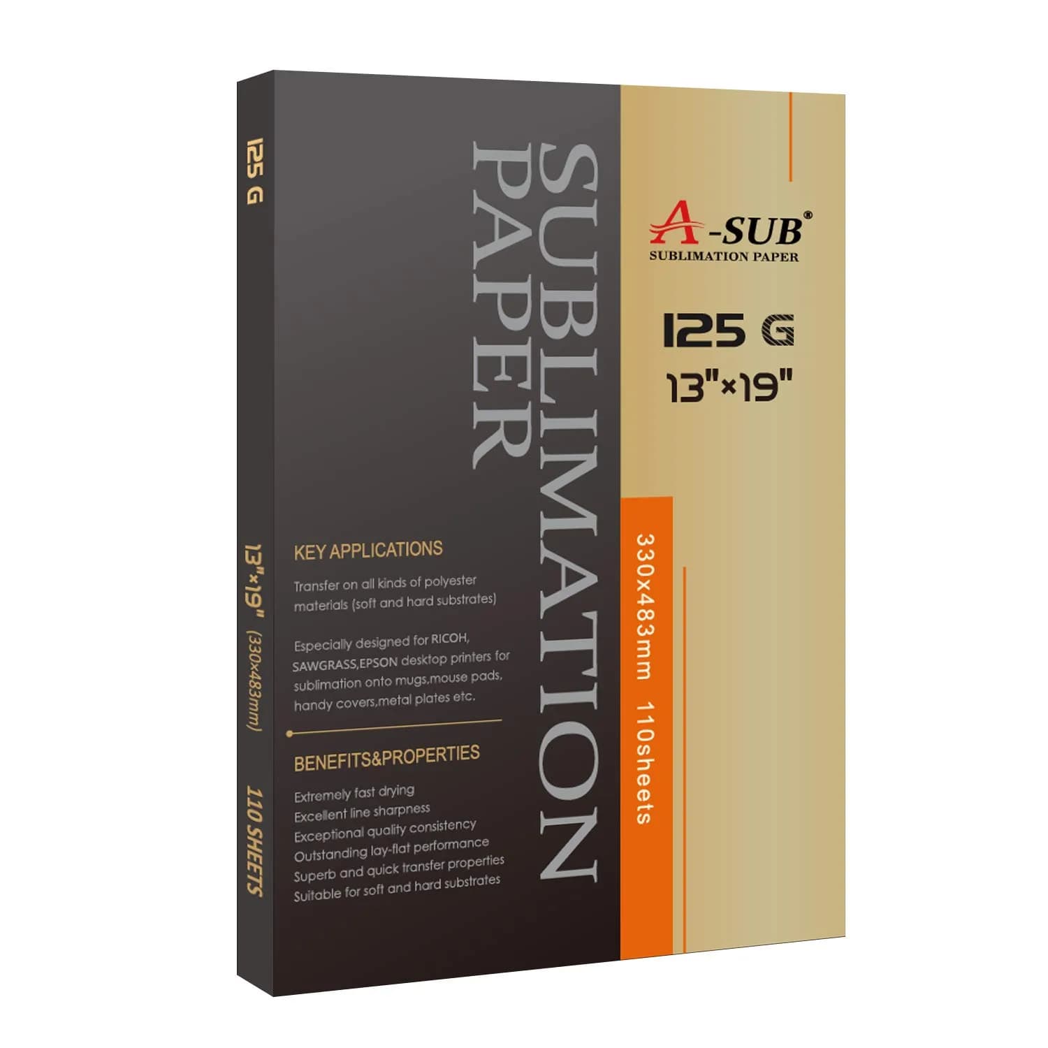 A-SUB Sublimation Paper 13x19 Inch (110 Sheets, 125g) | High Transfer Rate 98% for DIY Gifts