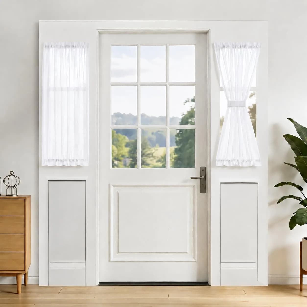 Aquazolax Sheer Door Curtains Light Filtering 25" x 40" | Elegant Privacy Sheer Voile Panel - main product image