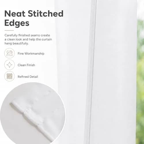 Aquazolax Sheer Door Curtains Light Filtering 25" x 40" | Elegant Privacy Sheer Voile Panel thumbnail 5