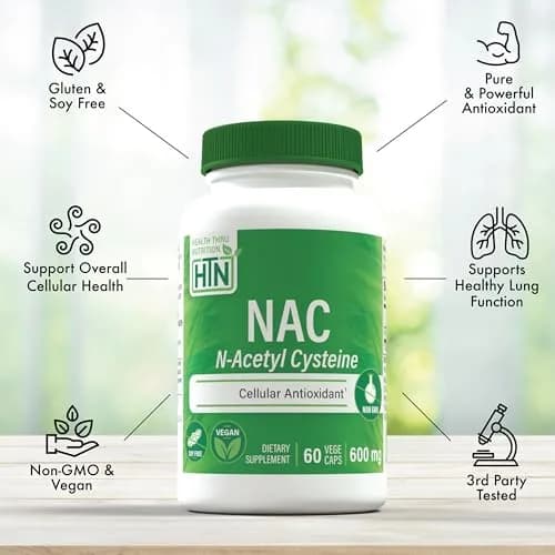 Health Thru Nutrition NAC N-Acetyl-Cysteine 600mg | Vegan, Gluten & Soy Free, 60 Capsules thumbnail 4