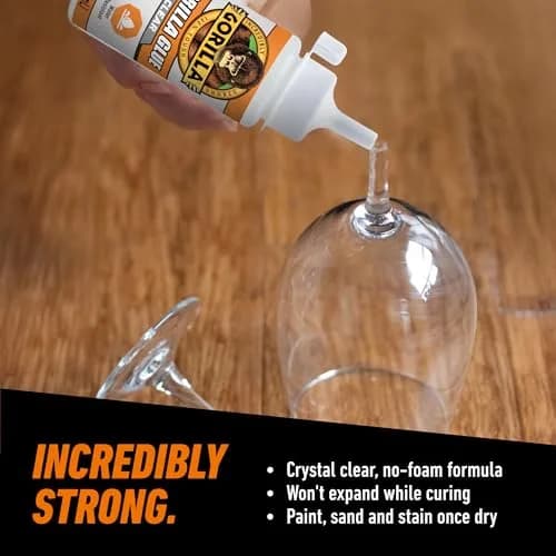 Gorilla Clear Glue, All Purpose, Polyurethane, 3.75 oz Bottle | Crystal Clear, Water-Resistant Bond thumbnail 4