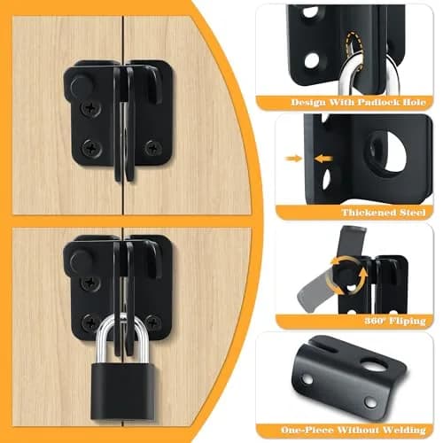 Alise Matte Black Stainless Steel Flip Latch Gate Lock, Small Size | Padlock Compatible Security thumbnail 4