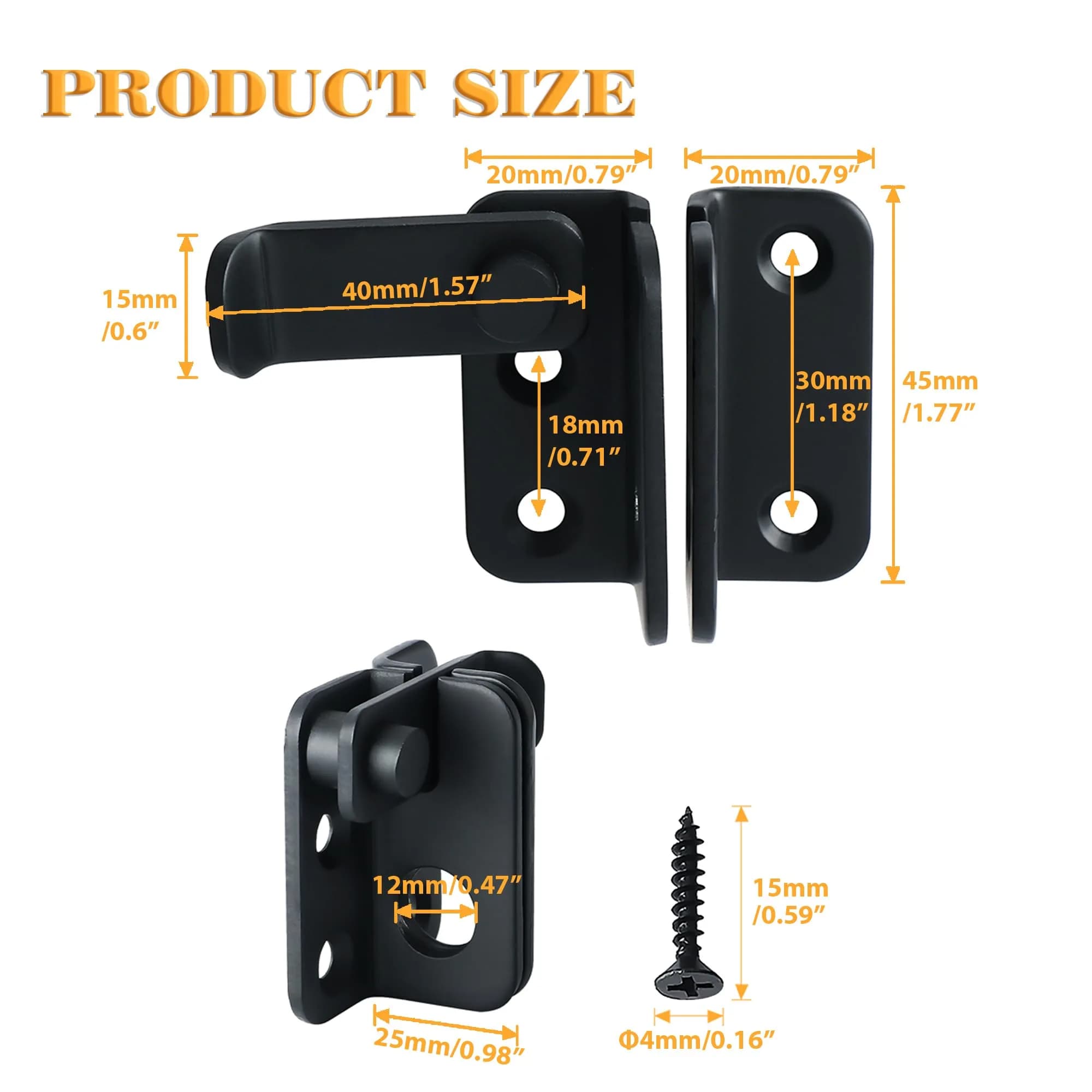 Alise Matte Black Stainless Steel Flip Latch Gate Lock, Small Size | Padlock Compatible Security - main product image