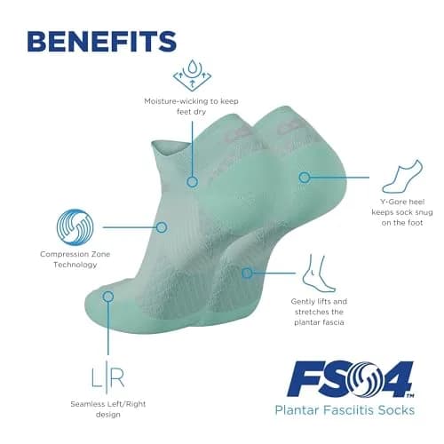 OrthoSleeve FS4 Plantar Fasciitis Compression Socks Large Black No-Show | Medical Grade Support for Foot Health thumbnail 3