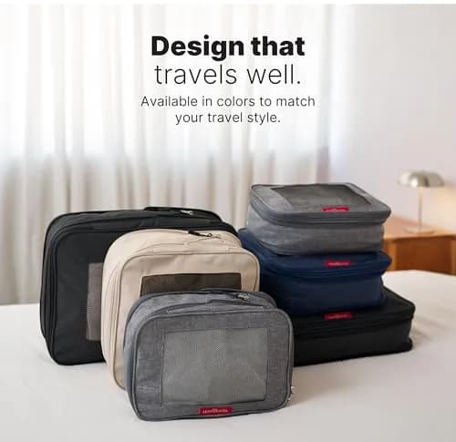 LeanTravel Premium Compression Packing Cubes for Travel - Suitcase Organizer Bags with Double Zipper & Breathable Mesh Panel - Space Saving Carry On Luggage Essentials (6-Pack, Grey) thumbnail 12