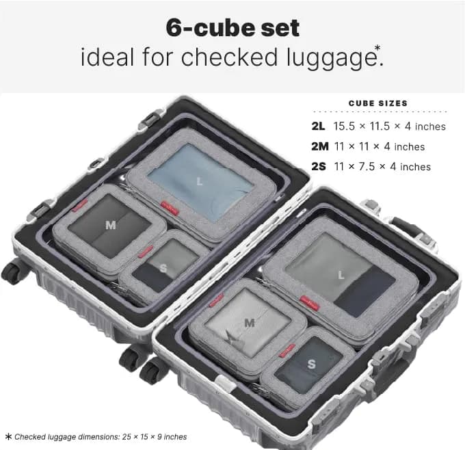 LeanTravel Premium Compression Packing Cubes for Travel - Suitcase Organizer Bags with Double Zipper & Breathable Mesh Panel - Space Saving Carry On Luggage Essentials (6-Pack, Grey) thumbnail 3