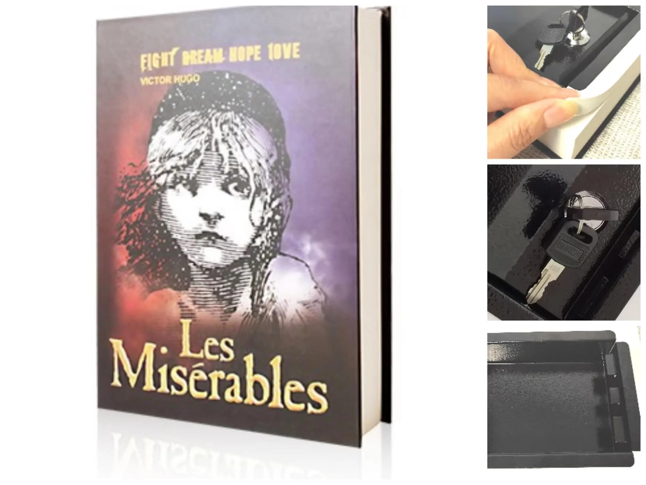 Misslanonly Book Safe with Key Lock 8.7"x6"x2" Disguised as Les Miserables Book