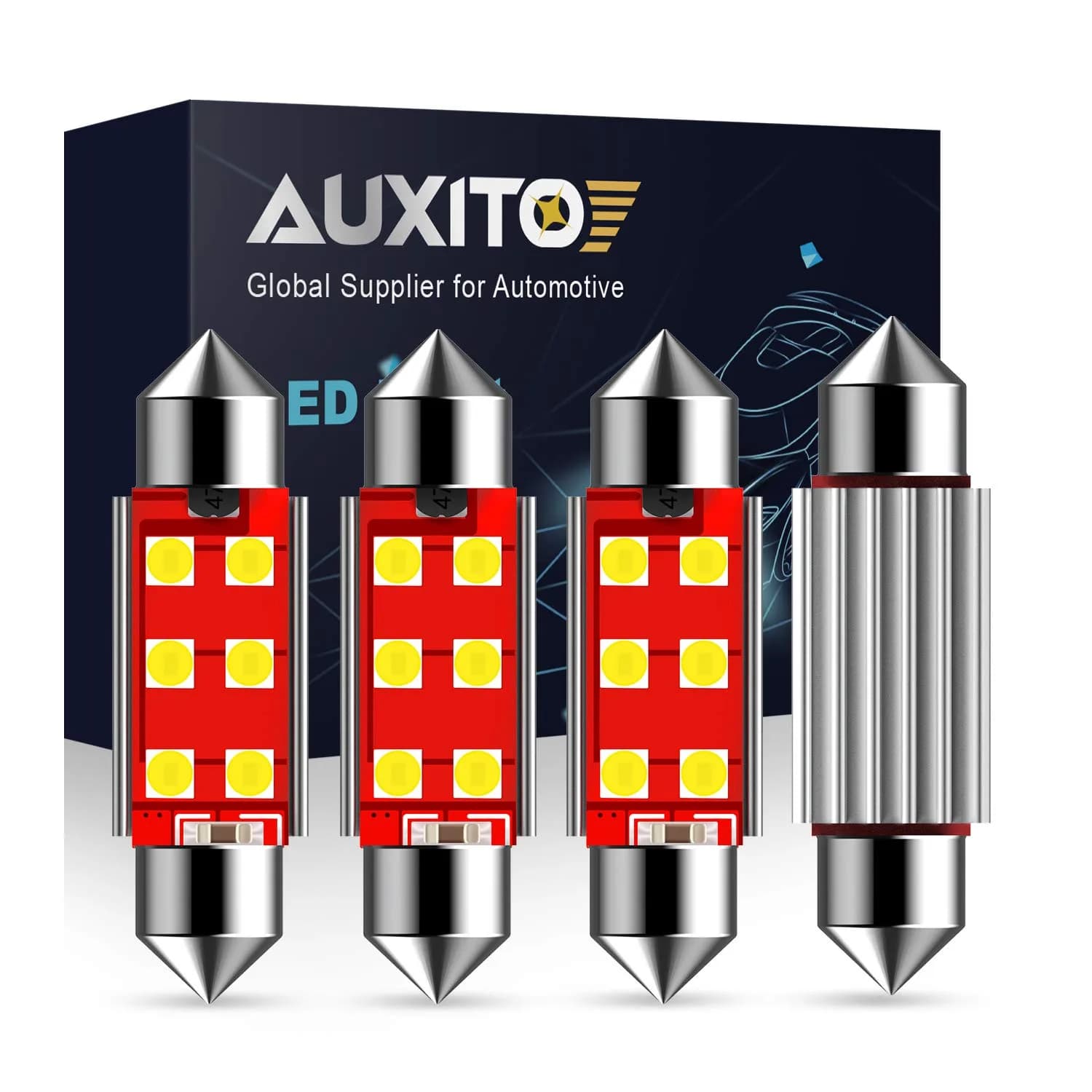 AUXITO 3157 Switchback LED Bulbs 3057 3457 4157 Dual Color Amber/White | Error-Free Turn Signal & DRL — White / 578/41mm