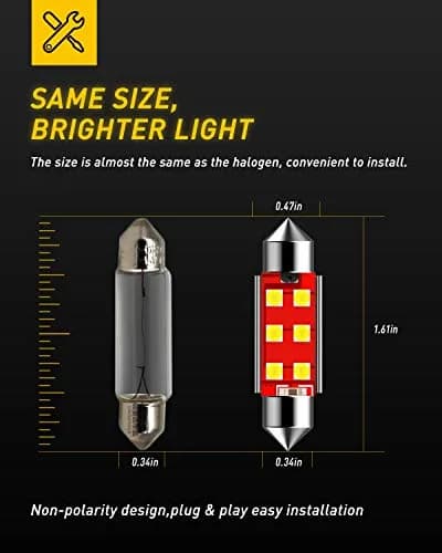 AUXITO 578 LED Bulb White 41mm 42mm 212-2 211-2 Festoon LED Bulbs 6000K | CANBUS Error-Free, 4 Pack thumbnail 7