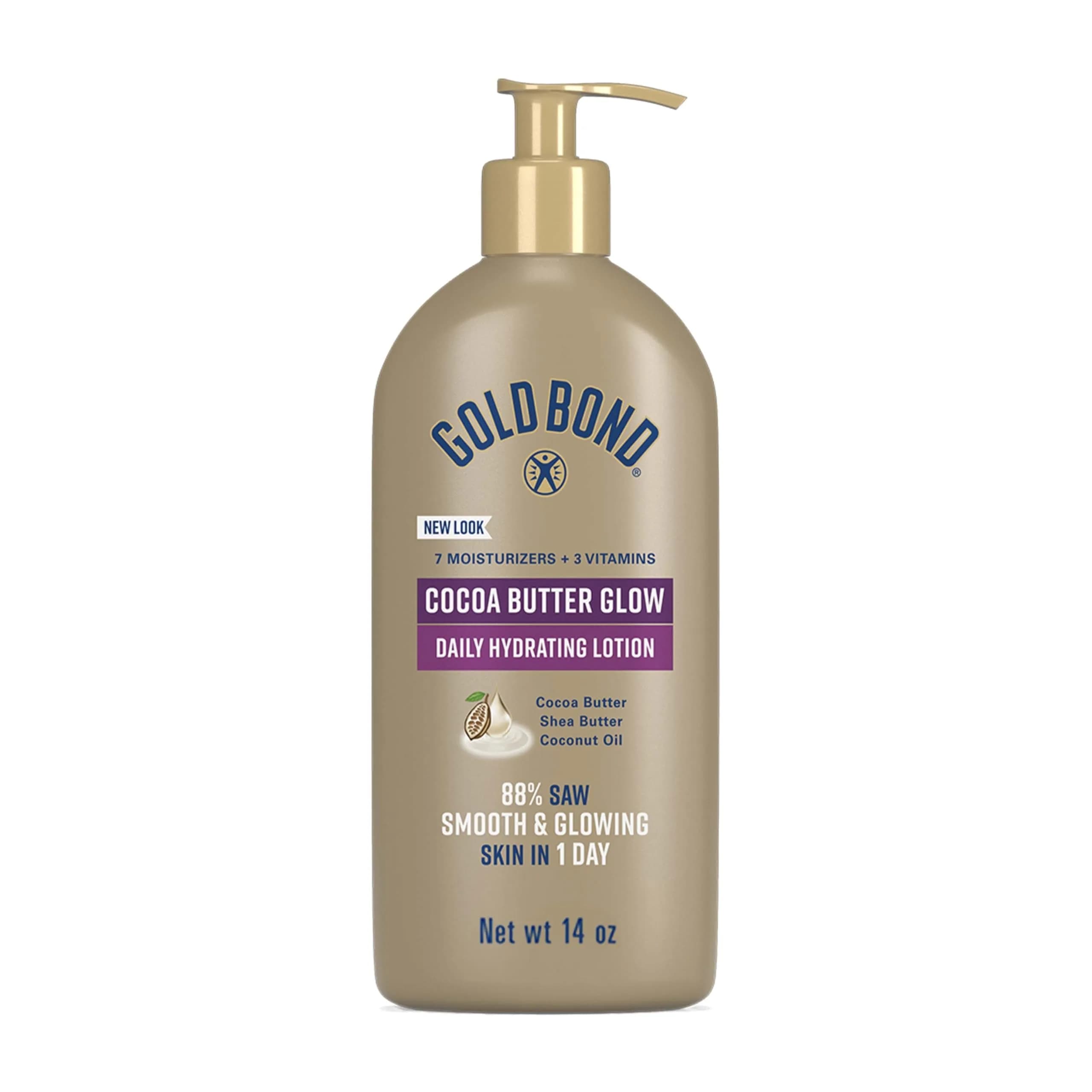 Gold Bond Cocoa Butter Glow Daily Hydrating Lotion 400ml (14 oz) | Exfoliates, Hydrates, and Locks Moisture for Dry Skin - main product image