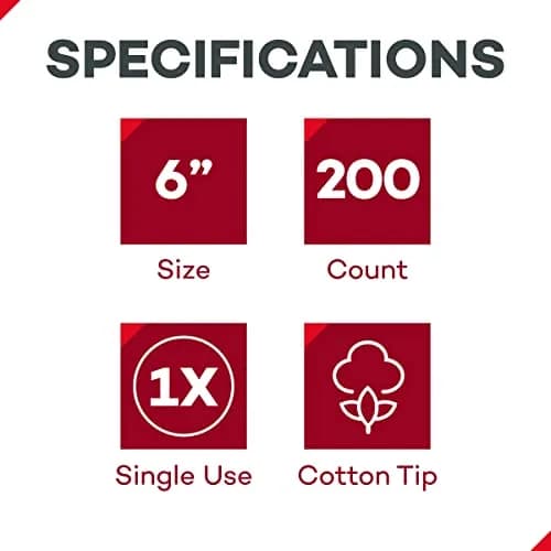 Dealmed 6 inch Sterile Cotton-Tipped Applicators - 200 Count | Medical Grade for Skin Cleaning & Medication Application thumbnail 2
