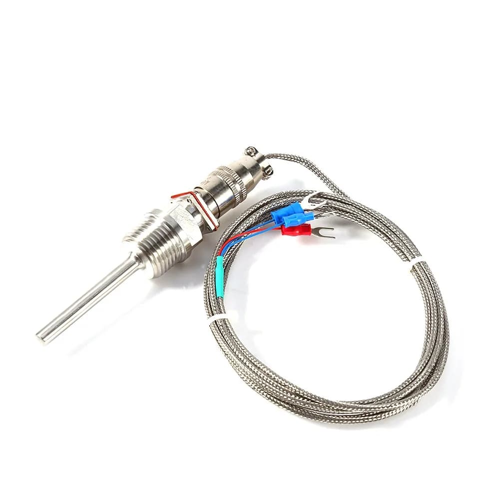 Walfront RTD PT100 Temperature Sensor Probe 1/2" NPT Thread Stainless Steel 3 Wire 2M/6.6ft Cable -50 to 300℃ - main product image