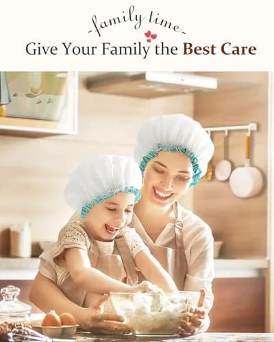 mikimini Reusable Shower Cap for Women and Girls, Waterproof, Washable, Cute White, 17cm (6.7in) x 12cm (4.7in) thumbnail 6