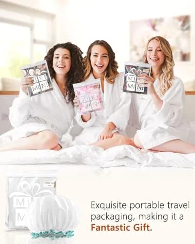 mikimini Reusable Shower Cap for Women and Girls, Waterproof, Washable, Cute White, 17cm (6.7in) x 12cm (4.7in) thumbnail 7
