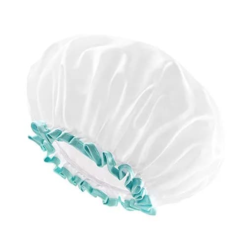 mikimini Reusable Shower Cap for Women and Girls, Waterproof, Washable, Cute White, 17cm (6.7in) x 12cm (4.7in) thumbnail 9