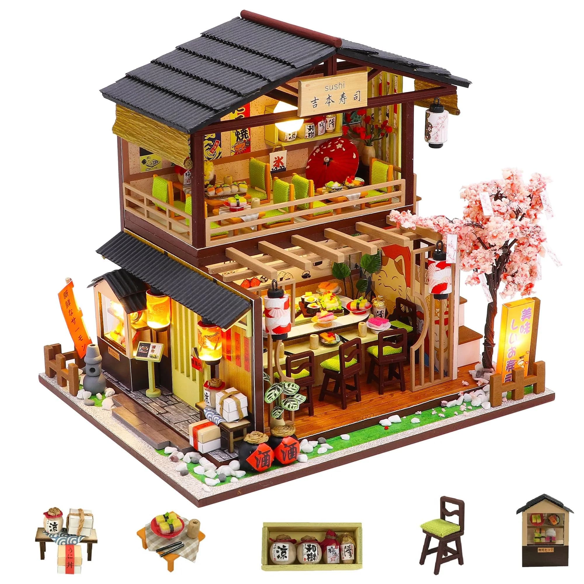 Flever Dollhouse Miniature DIY House Kit 8.7x6.9x8.1 inches | Creative Room with Furniture for Romantic Valentine's Gift - main product image