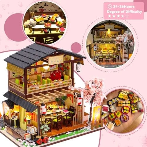 Flever Dollhouse Miniature DIY House Kit 8.7x6.9x8.1 inches | Creative Room with Furniture for Romantic Valentine's Gift thumbnail 8