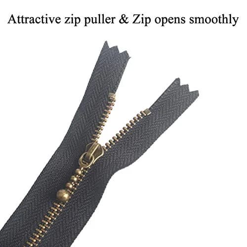 BEAULEGAN Metal Zipper Set 8 Pcs - #3 Antique Brass Close-end 12 Inch (30 cm), White | Heavy Duty Bag Zippers thumbnail 3