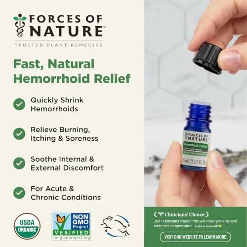 Forces of Nature Hemorrhoid Treatment Extra Strength 5ml | Organic Homeopathic Oil for Fast Relief thumbnail 2