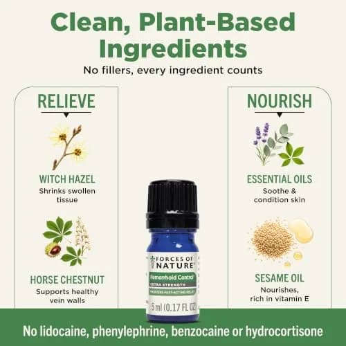 Forces of Nature Hemorrhoid Treatment Extra Strength 5ml | Organic Homeopathic Oil for Fast Relief thumbnail 3
