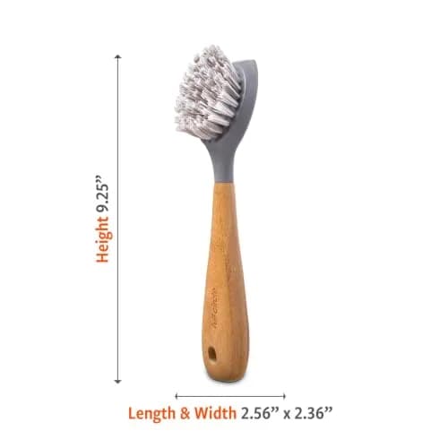 Full Circle Skillet Strong Cast Iron Bamboo Dish Brush & Scraper | Heavy-Duty Bristles for Tough Cookware thumbnail 2