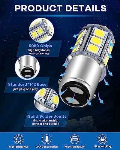 Alopee 12pcs 1142 LED Bulb 12V Bright White | Double Contact RV Camper Light (110c) thumbnail 3