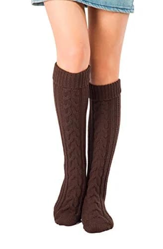 SherryDC Women's Cable Knit Knee High Boot Socks 55cm (21.65in) | Warm & Cozy Winter Leg Warmers thumbnail 1