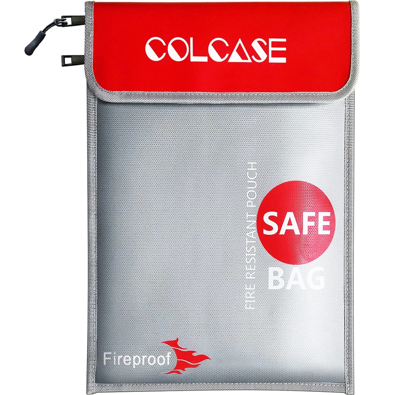 COLCASE Fireproof Document Bag 2 Pockets 38cm x 28cm (15" x 11") | Silicone Coated Fiberglass for 2000°F Protection - main product image
