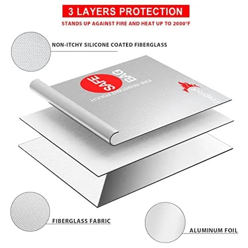 COLCASE Fireproof Document Bag 2 Pockets 38cm x 28cm (15" x 11") | Silicone Coated Fiberglass for 2000°F Protection thumbnail 4