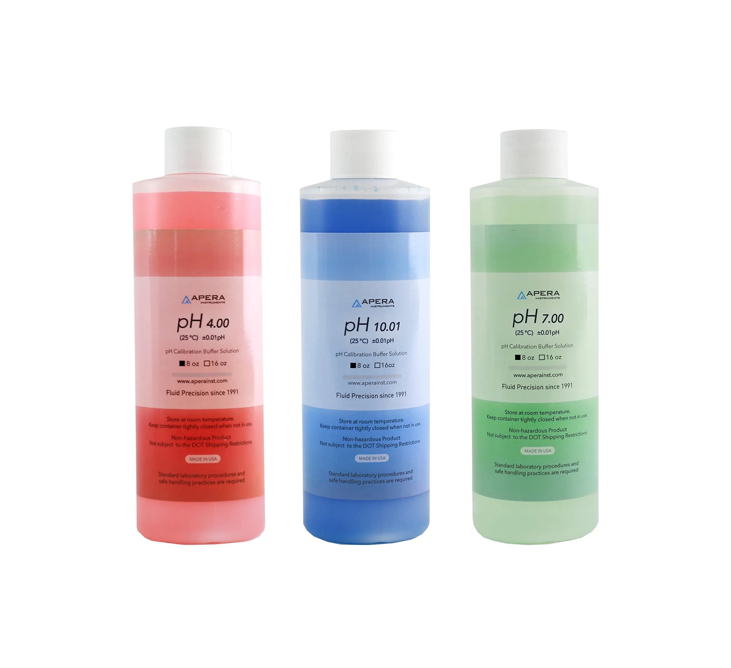 Apera Instruments AI1108 pH Calibration Buffer Solution Kit 4.00 & 7.00 pH, 8 oz Each | NIST Traceable Lab Grade — 3 x 4 oz