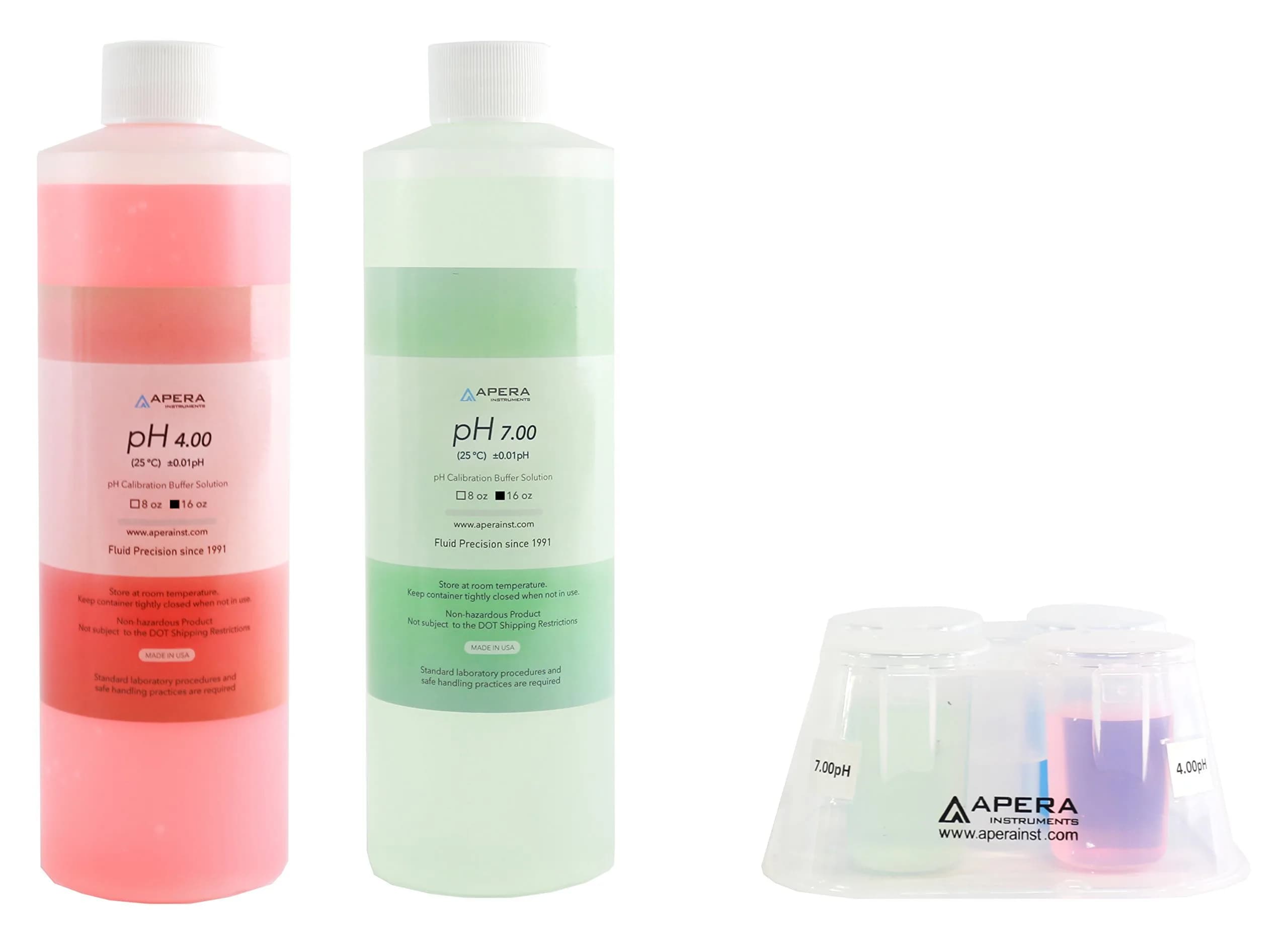Apera Instruments AI1114 pH Calibration Solution Kit 4.00 & 7.00 pH, 473ml (16 oz) Each | NIST Traceable Lab Grade