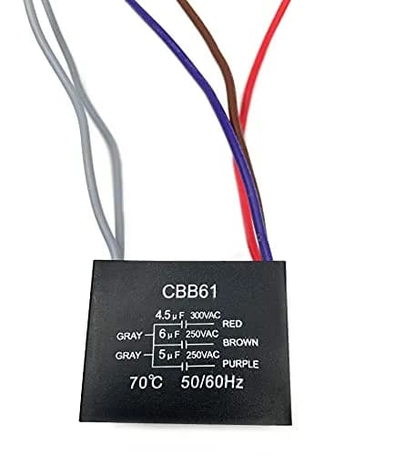 YJZR CBB61 Ceiling Fan Capacitor 4.5uf+6uf+5uf 5 Wire 250V | Controls Fan Speed & Start Mechanisms thumbnail 7