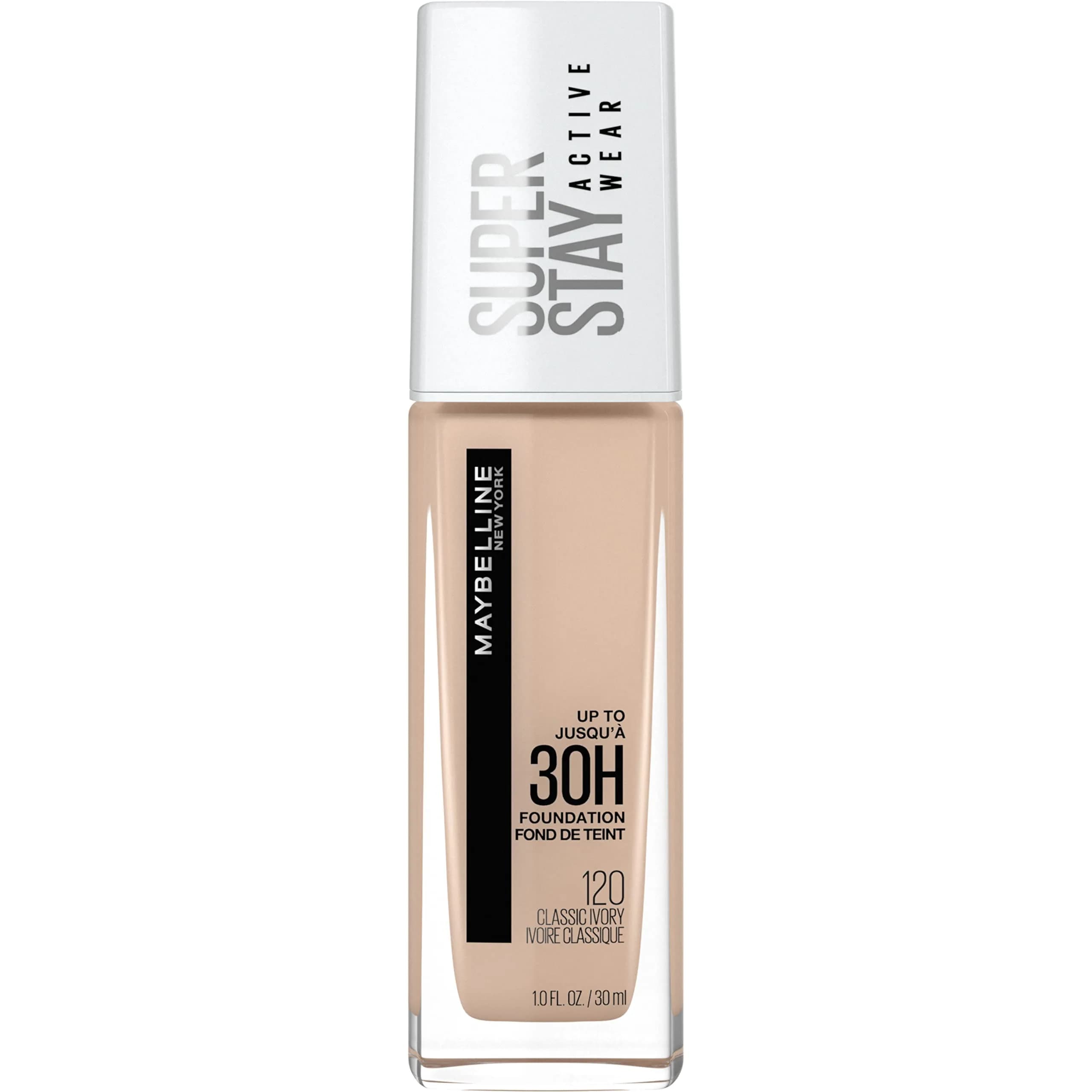 Maybelline Super Stay Full Coverage Liquid Foundation 30Hr Wear 1 Fl Oz (29.57 ml) | Transfer, Sweat & Water Resistant Matte Finish — 120 CLASSIC IVORY