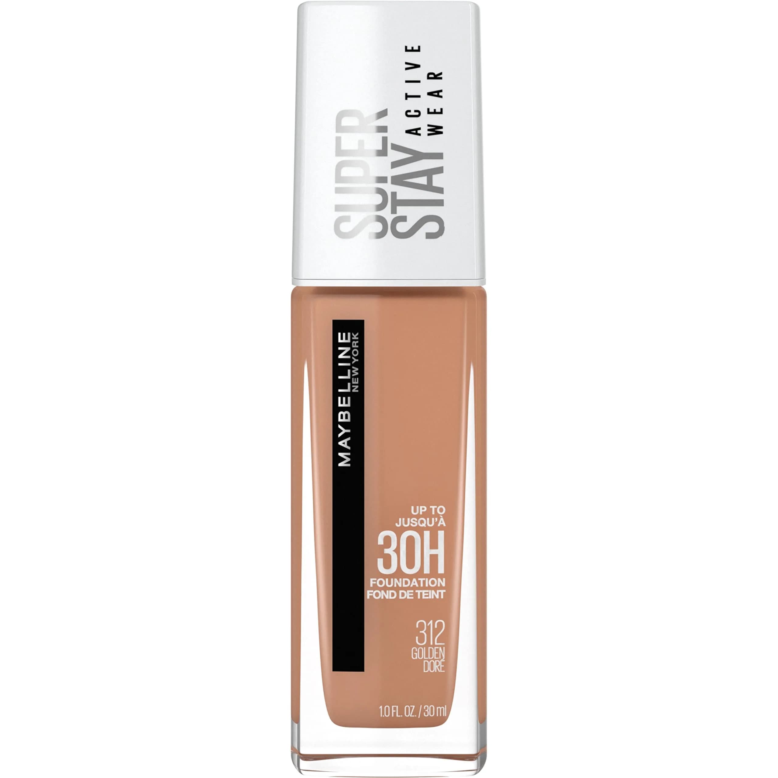 Maybelline Super Stay Full Coverage Liquid Foundation 30Hr Wear 1 Fl Oz (29.57 ml) | Transfer, Sweat & Water Resistant Matte Finish — 312 GOLDEN